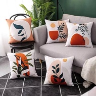 43x43 cm Yellow Orange Geometric Style Floral Digital Printed Cushion Cover