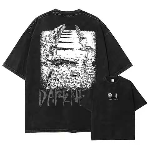 Bandai Anime Denji T Shirt Vintage Washed C-Chainsaw M-Man T-shirts Retro Makima Pochita Power Tops
