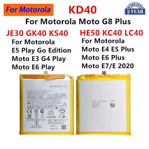 KD40 JE30 GK40 KS40 HE50 KC40 LC40 Battery For Motorola Moto G8 Plus E3 E4 E6 E5 Play Go Edition E4 