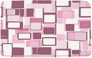 Pink Geometric Bath Mat Modern Gray White Checkered Abstract Mid Century Minimalist Fashion Bathroom