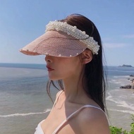 Ara Pearl Korean Style Imported Women's Pearl Knitted Beach Hat