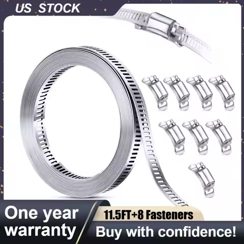 High Quality 11.5FT Adjustable Large Hose Clamps Worm Gear Stainless Steel Clamp +8 Fastener Multi-f