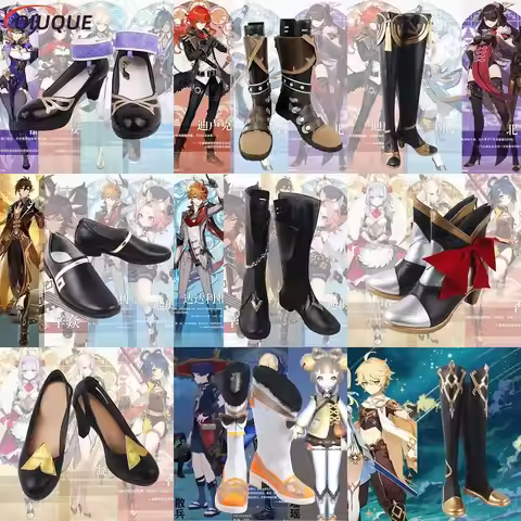 Game Genshin Impact Cosplay Shoes Aether Diluc Zhongli Hutao Eula Yoimiya Sayu Kokomi Lisa Beidou Ka