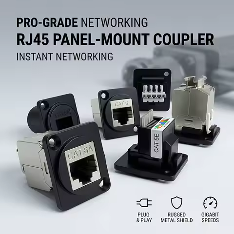 D-Type Panel Mount RJ45 Ethernet Socket – Shielded CAT5e / CAT6 Network Jack with Metal Housing for 