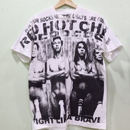 เสื้อวง Red Hot Chili Peppers ลายโอเวอร์ปริ้น สไตล์วินเทจ สกรีนทั้งตัว ผ้านอก เสื้อOVP เสื้อโอเวอร์ไ