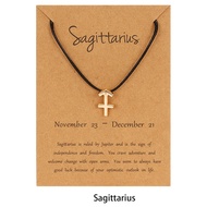 【Eco-friendly】 Zodiac Sign Necklace Crystal Heartbeat 12 Constellation Pendent Necklace Jewerly