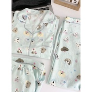 pyjamas women pyjamas Three-Piece Cotton Summer Pyjamas Set - Women's Short Sleeve Pants with Cartoo