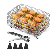Square Air Fryer Rack Stackable Multi-Layer Stainless Steel Dehydrator Rack Square Air Fryer Accessories for Air Fryer