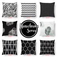 PUTIH HITAM Tipidee - Sofa Cushion Cover 40x40 50x50 60x60 cm Monochrome Black White Series