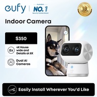 eufy Security Indoor Cam S350 กล้องคู่ กล้องรักษาความปลอดภัย 4K UHD พร้อมซูม 8 360° กล้อง จอภาพเด็ก