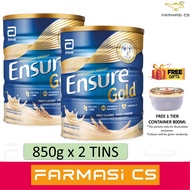 Abbott Ensure Gold Wheat Flavored 850g x 2 Tins (TWIN) FREE CONTAINER EXP:11/2024 [ powder milk for adult, susu tepung ]