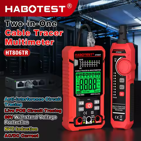 HABOTEST HT806TR Network Cable Tester Digital Multimeter Lan Cable Tracking NCV Measure Sensitivity 