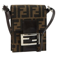 FENDI Zucca帆布Mamma Baguette單肩包 黑色 棕色 銀色 正品 148188