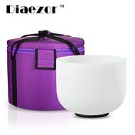 Diaezor 8 Inch 440/432hz White Frosted Quartz Crystal Singing Bowl Chakra For Sound Healing And Medi
