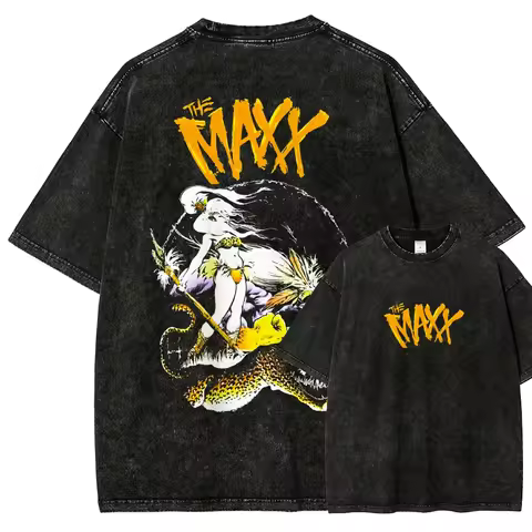 The Maxx Comic T-shirt Vintage Washed Y2K Aesthetic Unisex Oversized Short Sleeve Summer Cotton Retr