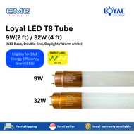 LOYAL LED T8 Tube 9W (2 Feet/600mm) /32W (4 Feet/1200mm) | G13 Base/Double Ended/Daylight/Warm white