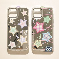 Korean Style Lattice Star Mirror Phone Case For OnePlus 15 15R 13T 13S Turbo 6 6V Ace 6 6T 5 Racing 