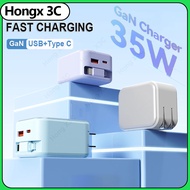 35W GaN car charger fast charging retractable Charger Dual Port USB+Type C super fast charging adapt