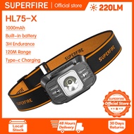 SUPERFIRE HL75-S Super Bright Headlamp Rechargeable Long Lasting Night Fishing Light White Light Red