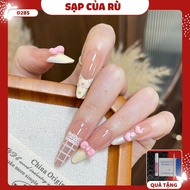 [bridal nails] D285 LONG fake nails set of 24 upside down nails - almond rice grain form gel polish 