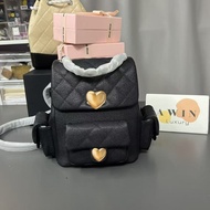 【Awinbag】Fashionable Trendy Leather Backpack Black Women's Gift