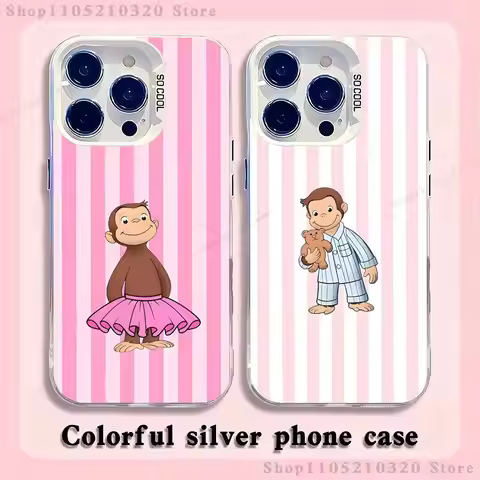 Curious G-George Monkey Phone Case For iPhone 17,16,15,14,13,12,X,8,Pro,Max,Plus,E,SE4,Air,Mini Whit