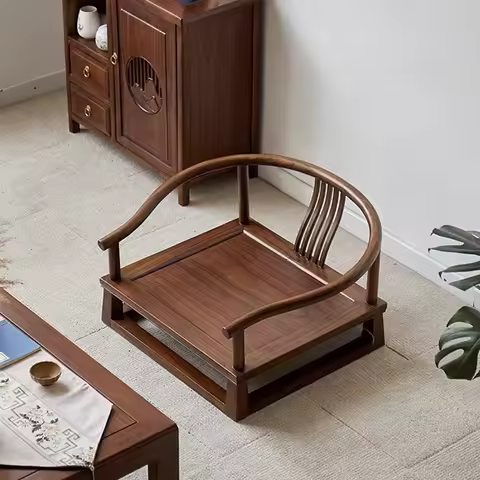 Solid wood new Chinese tatami chair low chair bay window chair Japanese balcony meditation
