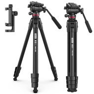 ULANZI MT-56 Ombra Video Travel Tripod, 63" Professional Camera Tripod with Fluid Pan-tilt Head, Alu