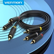 【COD】Vention 3RCA ถึง 3 สาย RCA Audio Video ชายกับชายสาย AV ชุบทองสำหรับ STB DVD TV VCD Blueplayer สาย RCA แจ็ค