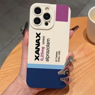 แฟชั่น XANAX ยาสงบ ลายพิมพ์ ขาวด้าน ความคุ้มครองเต็มรูปแบบ กันตก เคส TPU สำหรับ iPhone 16 15 14 13 1