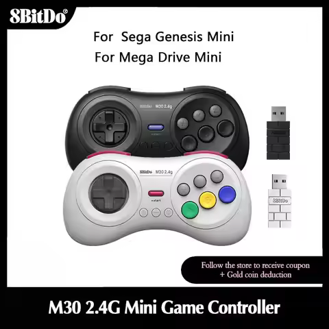 8BitDo M30 2.4G Mini Game Controller，Game Accessories Gamepad for Sega Genesis Mini and Mega Drive M