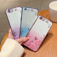 For iPhone 6 Plus case casing Butterfly Flower Transparent Fashion Soft Glitter Plated Fall Prevention for iPhone 6 Back Cover