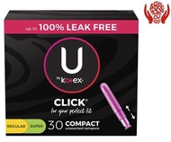 高潔絲 - U by Kotex Click Multipack 衛生棉條，緊湊型，普通/超強吸收性，30 個 (新舊包裝隨機發貨)