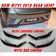 PERODUA MYVI 2018 REAR SKIRT PIANO BLACK WITH CHROME LINING /  RED LINING