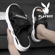 Playboy รองเท้าแตะอินเทรนด์สำหรับผู้ชายรองเท้าชายหาดกันลื่นรองเท้าขี้เกียจทั้งหมดตรงกับนักเรียนสองคน