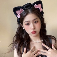 韩国简约可爱猫耳朵发箍女洗脸毛茸茸精致头箍卡通发卡发箍Korean simple cute Cat's ears (Steamed cat-ear shaped bread) hair hoop fe