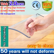 🔥5 Sizes 2.0MM PVC plastic Table Cover Transparent Waterproof Heavy Duty Oil-proof Heat Resistant An
