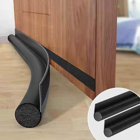 37" Adjustable Door Draft Stopper Cuttable Washable Door Sweep Soundproof Weather Stripping Wind Dus