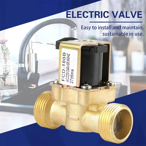Brass Electric Solenoid Valve AC220V DC12V Integration Faucet Solenoid for Valve Control Normally Cl