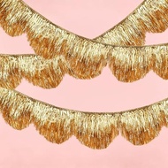 3pcs 6.89ft Gold Scalloped Fringe Banner Tassel Banner 8 Waves Layered Sparkle Streamers Birthday Fr