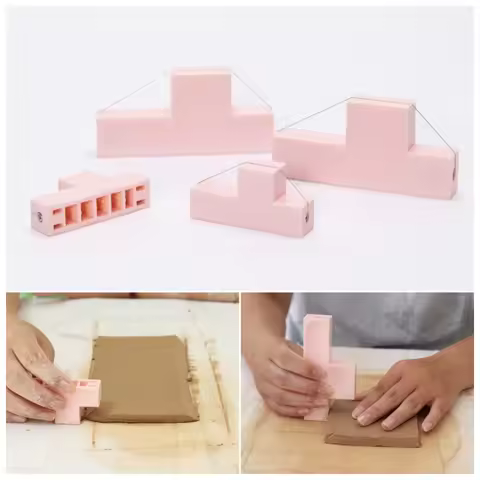 Pink T-shaped Pottery Clay Angle Cutting Tools 30/45/60 Degrees Bevel Cutting Mud Line Mud Board Mol