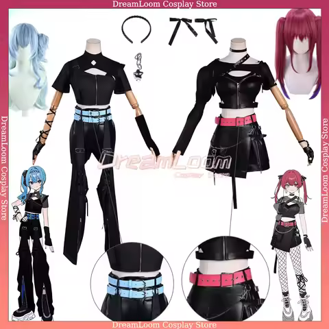 Hololive Vtuber Hoshimachi Suisei Houshou Marine Cosplay Costume Black Live Costume Wig Setwomen’s H