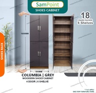 Rak kasut/ Almari kasut -DIY Required _ Sampoint  4 Door Shoe Cabinet _ Large stackable shoe box _ s