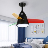 Children's Fan Lamp Bedroom Fan-Style Ceiling Lamp Room American Minimalist Led Living Room Ceiling Fan, with Light Nordic Restaurant Ceiling Fan Lights