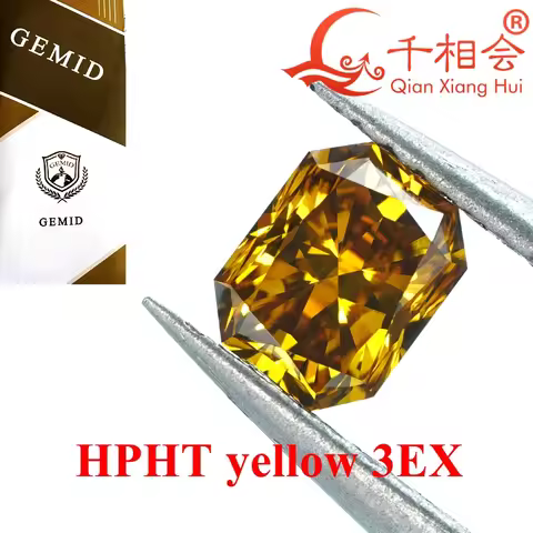 0.7ct Radiant Cut Yellow Color VS2 Clarity HPHT Lab Grown Diamond 3EX Cutting GEMID Certified Loose 