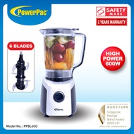 PowerPac Professional High Power Blender Bubble Tea Blender with 6 Stainless Steel Blades (PPBL600)