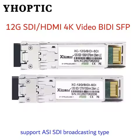 High speed SFP single fiber 12G-SDI/HDMI-BIDI transceiver module for 4K video compatible with Blackm