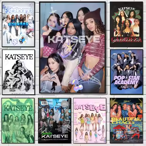 Korea Kpop Band K-Katseye Poster High Quality Dorm Living Room Aesthetic Wall Decoration Painting St