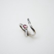 扭轉系列-粉紅電氣石(碧璽)‧純銀硫化染黑開放式戒指