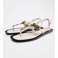 Genuine NEW ZARAˉ Dtm2024 Autumn New Womens Shoes Beige Bow Decoration Inlaid Casual Flat Fashion Sa